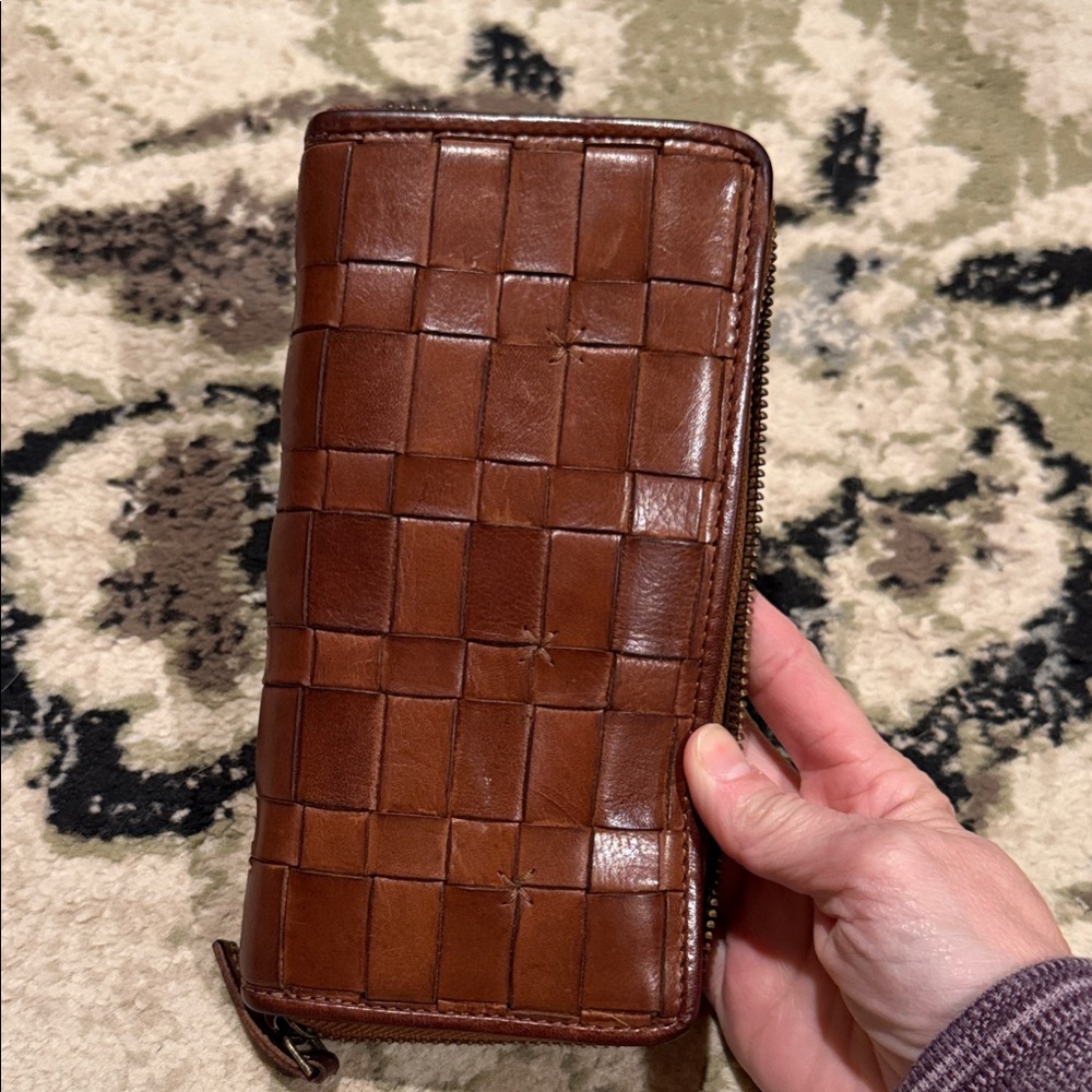 Brown Woven Leather Wallet